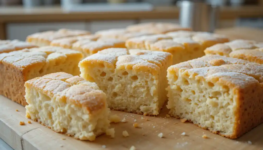 A moist and fluffy kefir sheet cake topped with a light frosting