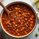 A hearty bowl of squash and kidney beans stew, rich in flavor and nutrients.