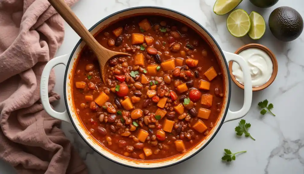 A hearty bowl of squash and kidney beans stew, rich in flavor and nutrients.