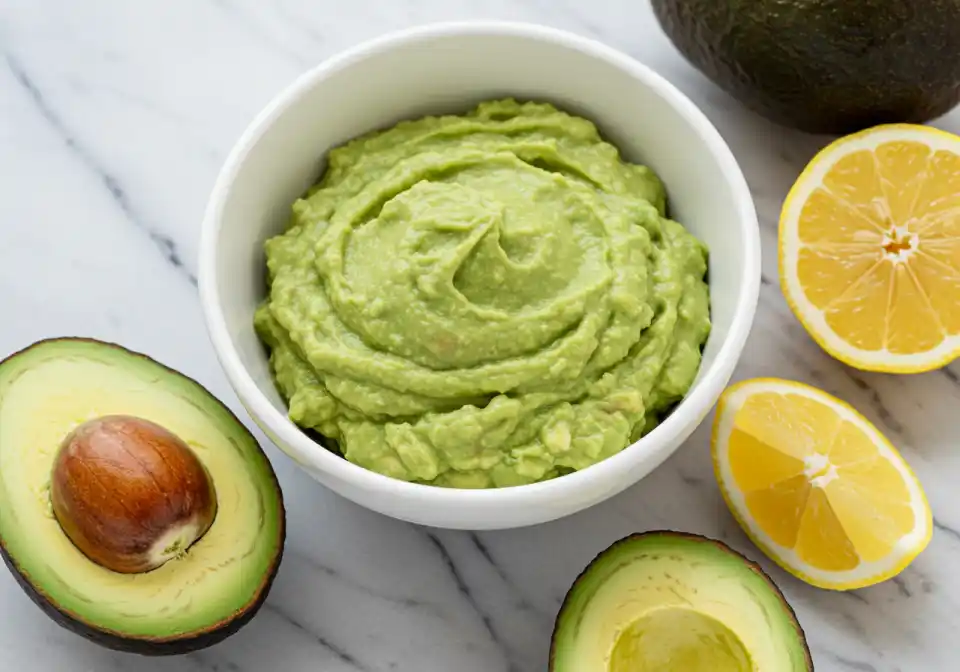 2-Ingredient Guacamole Recipe: A close-up of fresh ingredients that create the guacamoli.