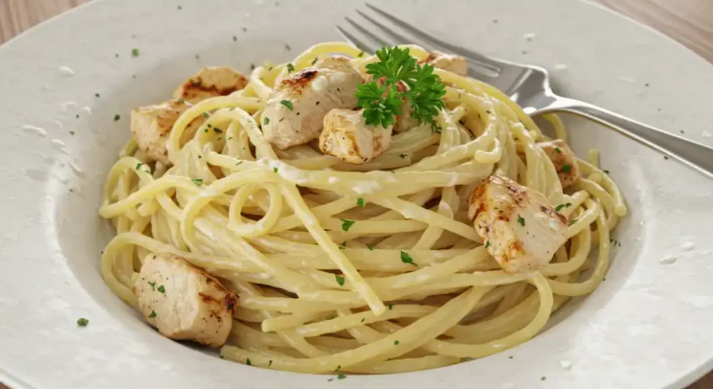 Justalittlebite Recipes: Fresh spaghetti is presented on a plate that a human is helping to make.