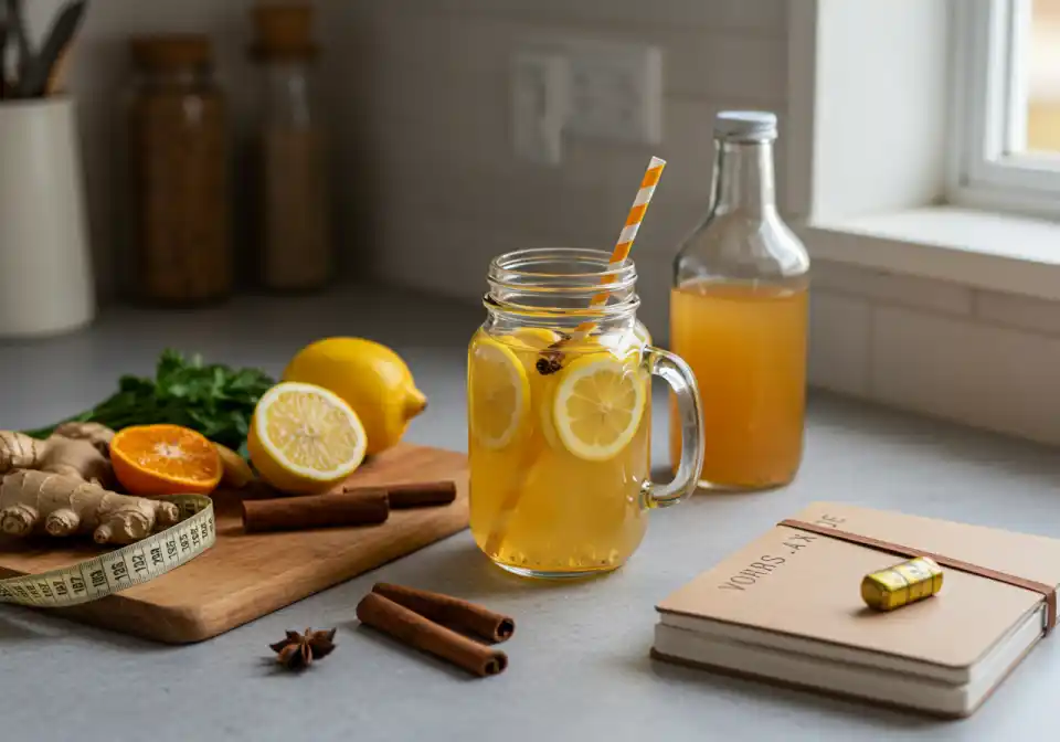 Natural Mounjaro Recipe with fresh ingredients on a wooden kitchen counter