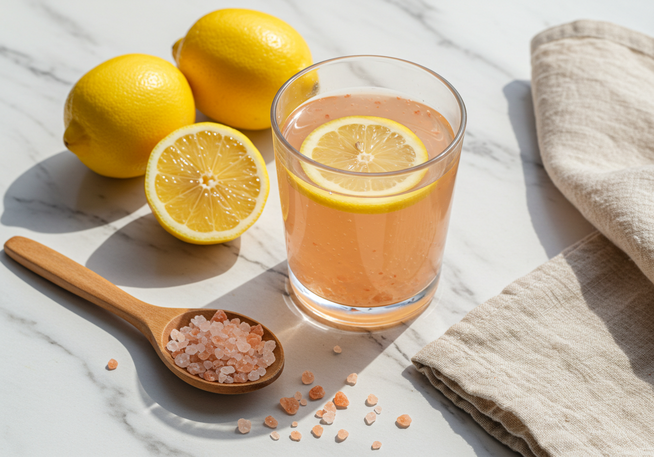 Pink Salt Recipe Detox Drink with Lemon