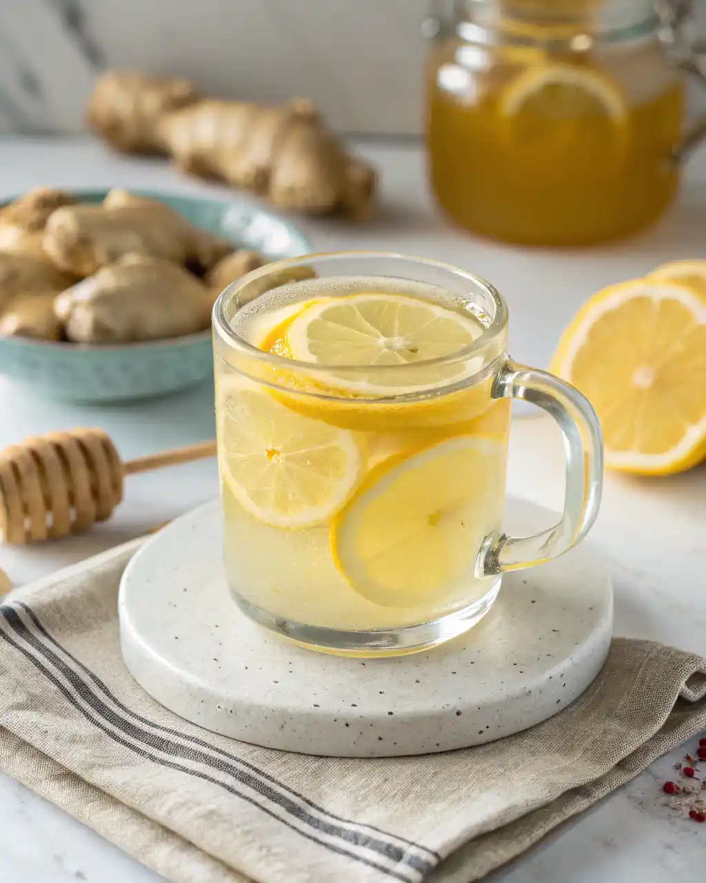 Natural zepbound recipe drink with lemon and ginger