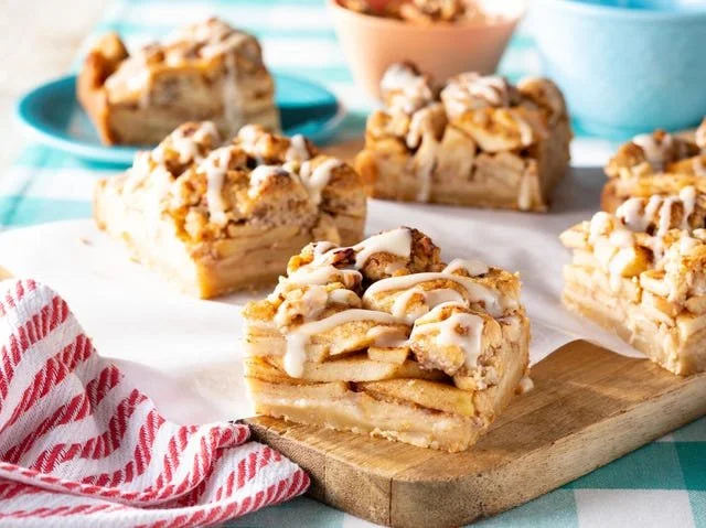 Delicious apple pie bars with a golden crust and spiced apple filling