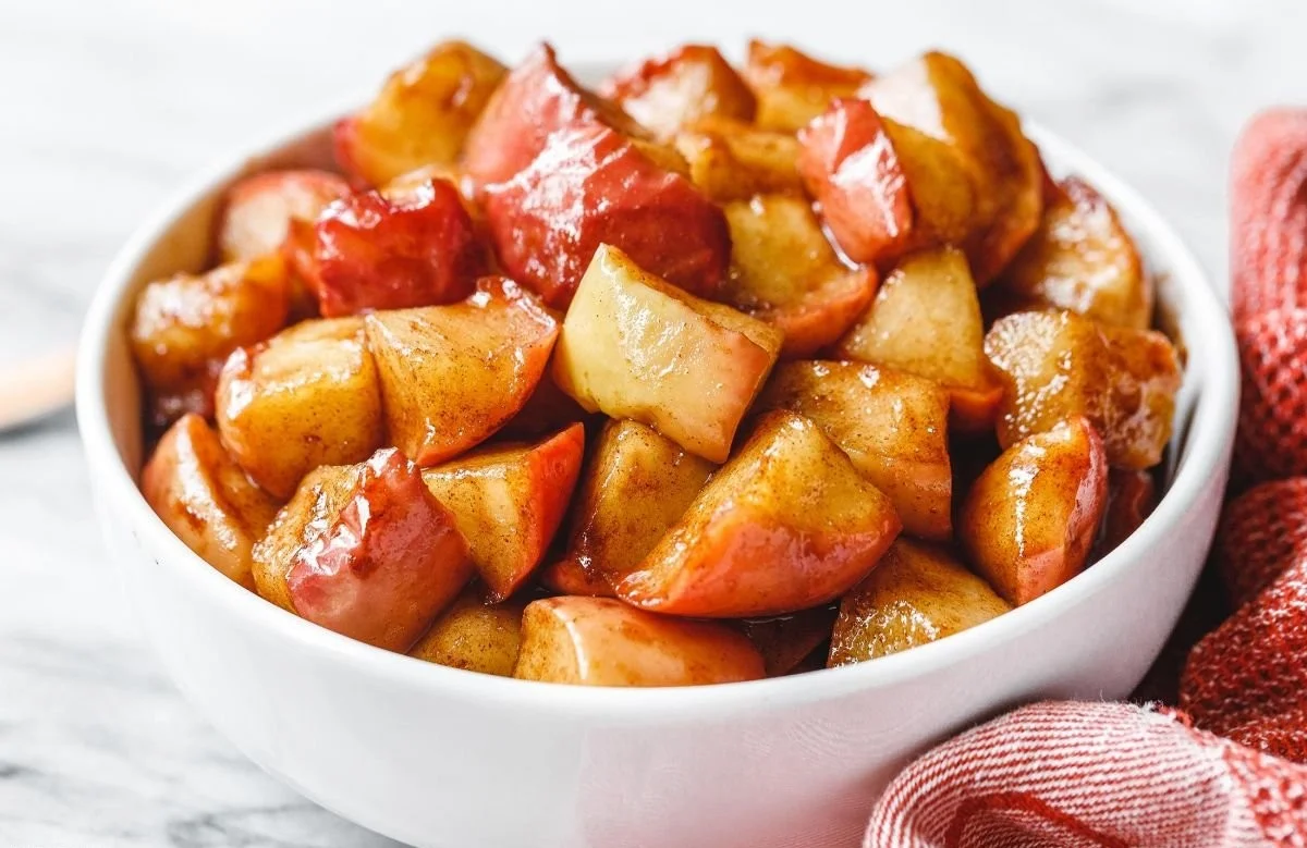 Delicious baked apples sprinkled with cinnamon ready to be served