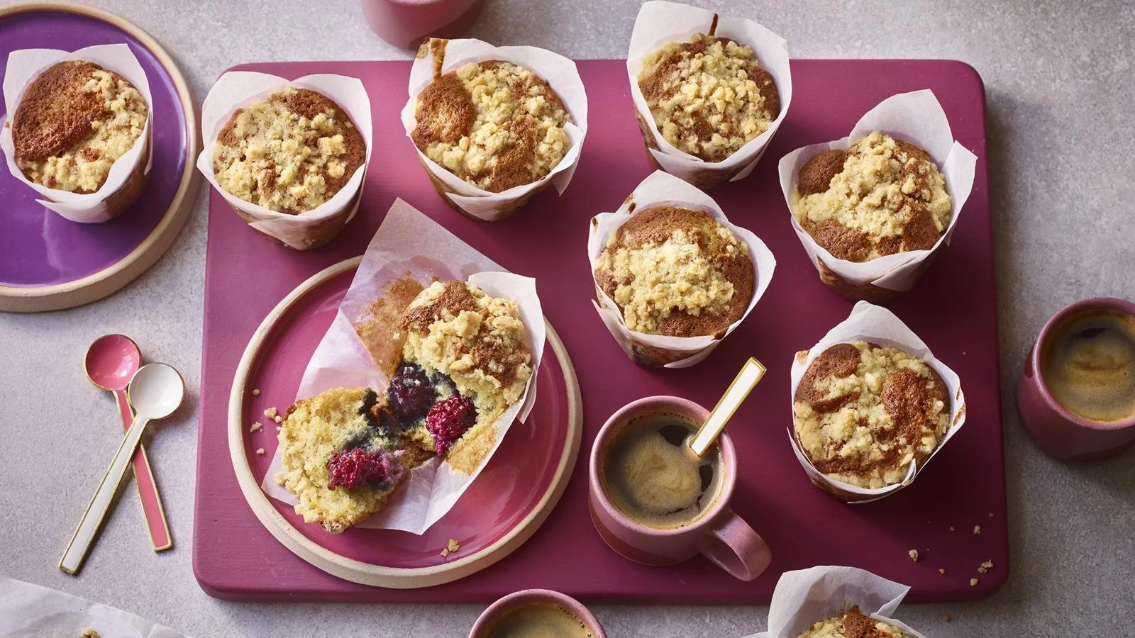 Freshly baked blackberry muffins golden brown and delicious