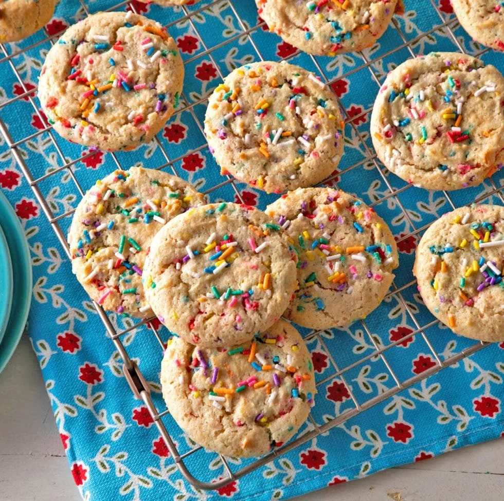 Delicious homemade cake mix cookies on a baking tray