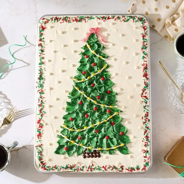 Deliciously decorated Christmas Sheet Cake ready for holiday celebrations