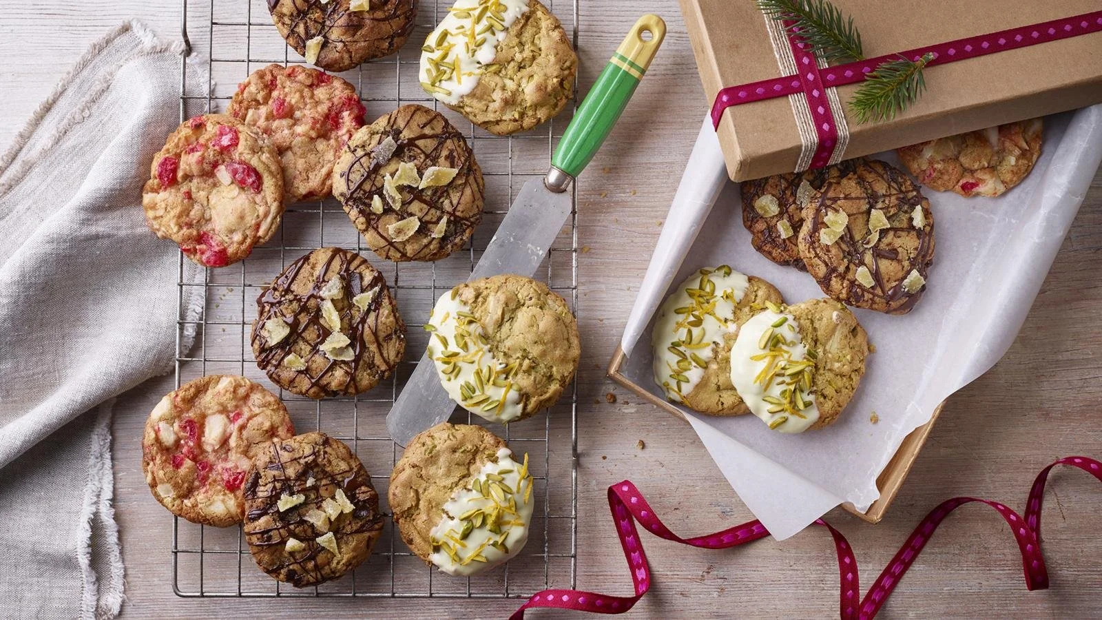 A variety of colorful cookies showcasing different cookie variations.