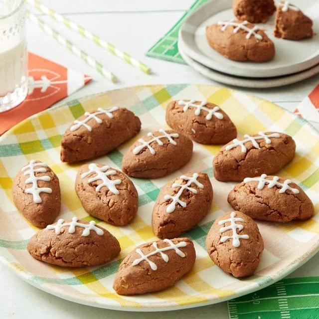 Decorative football cookies for game day celebrations and sports-themed parties