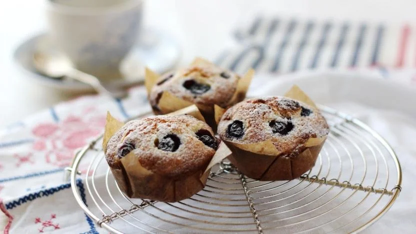 Delicious marzipan berry cakes topped with fresh berries
