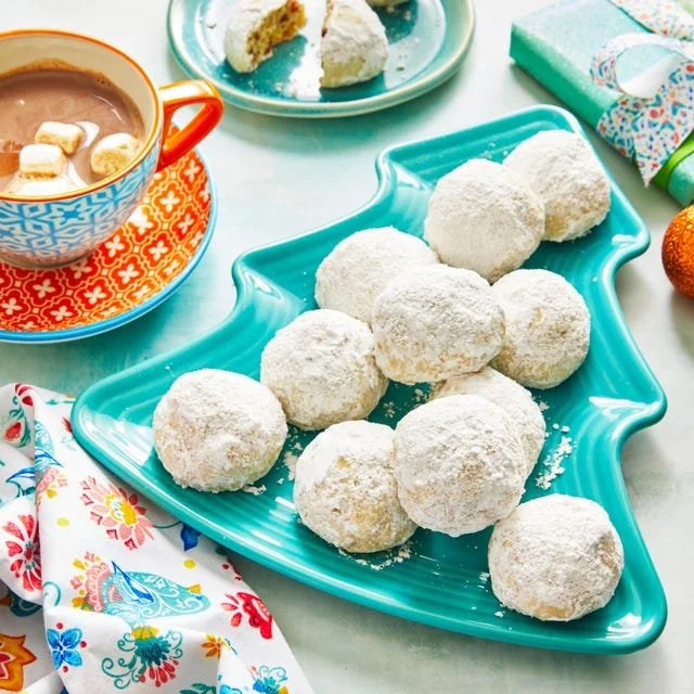 Delicious Mexican Wedding Cookies dusted with powdered sugar.