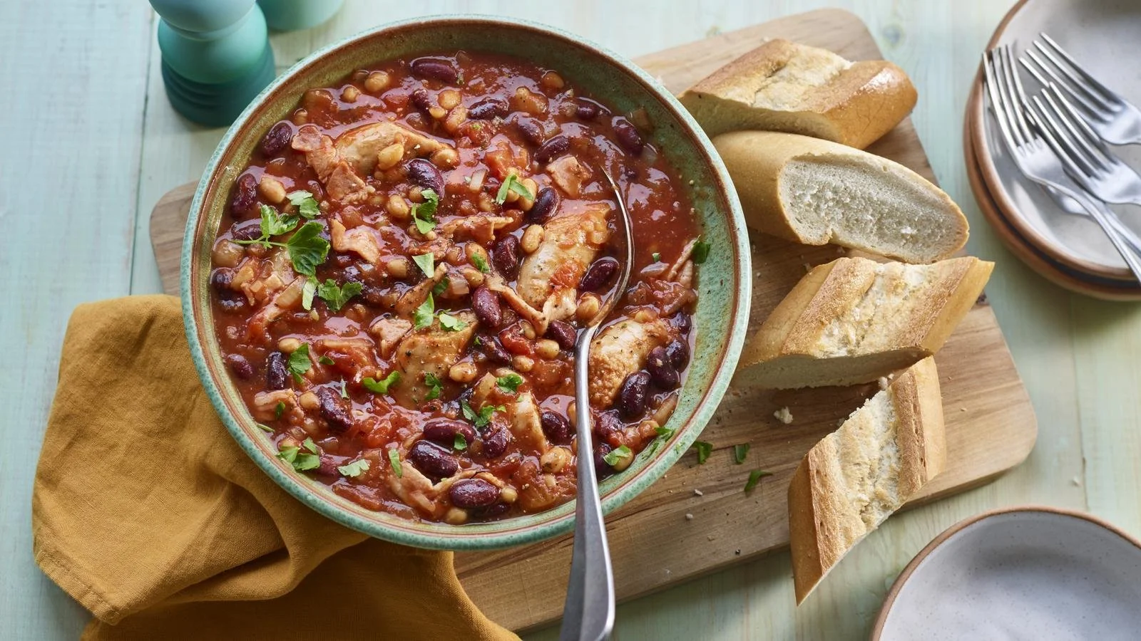 Delicious microwave sausage and bean stew served with crusty bread.