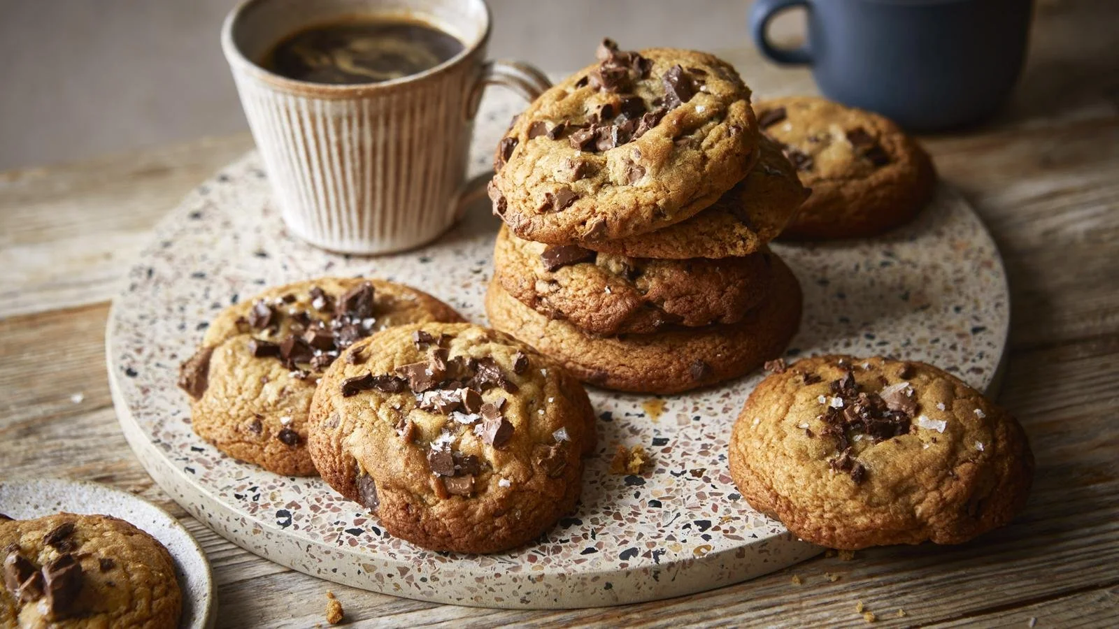 Miso chocolate chip cookies on a plate, showcasing their rich texture and flavor