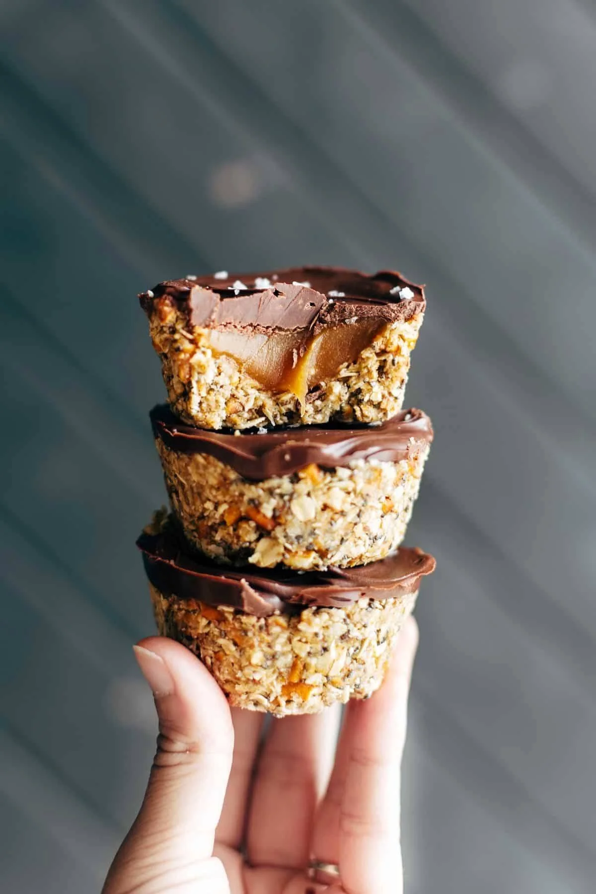 Delicious no-bake salted caramel cups topped with flaky sea salt