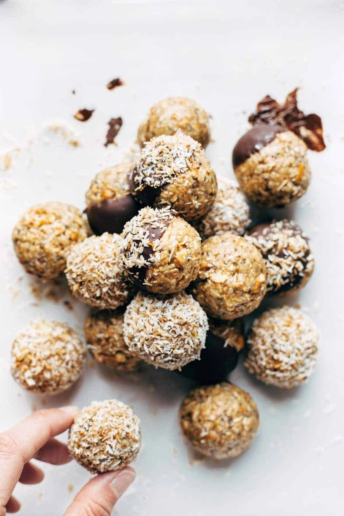 Delicious Peanut Butter Pretzel Energy Bites on a rustic wooden table