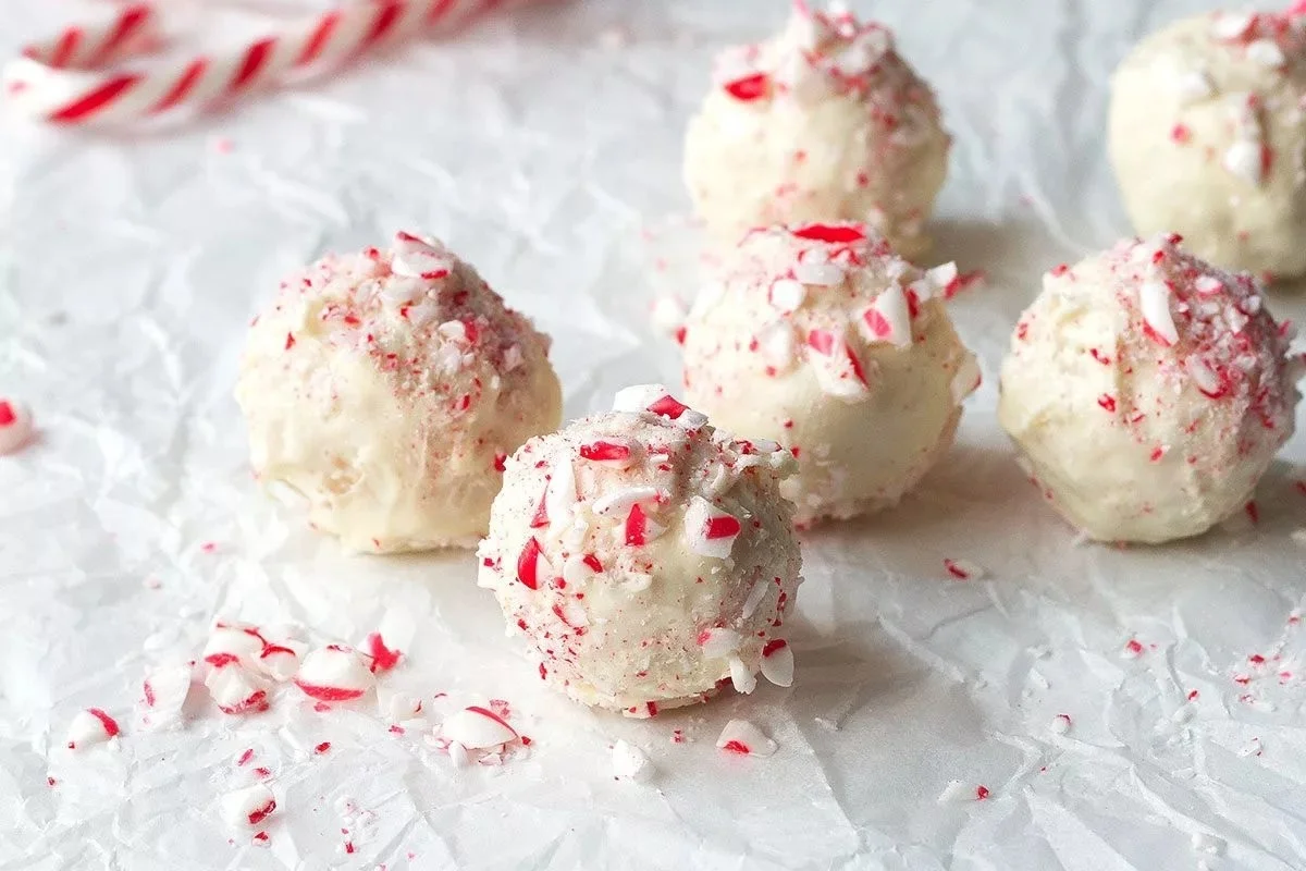 Festive Peppermint Rice Krispies Treats decorated with holiday sprinkles