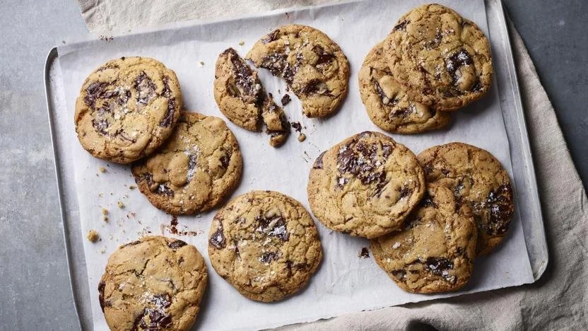 Baking perfect chocolate chip cookies fresh out of the oven