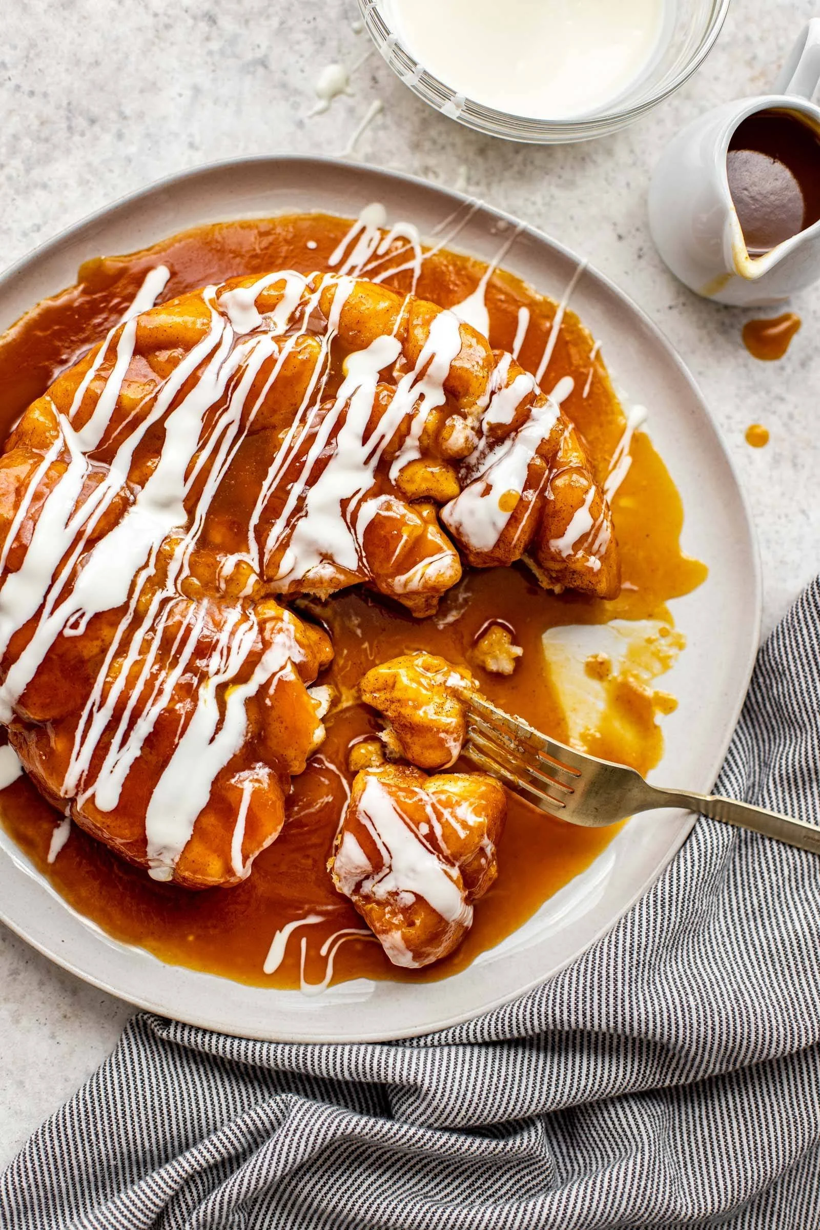 Pumpkin Caramel Monkey Bread with sticky caramel glaze