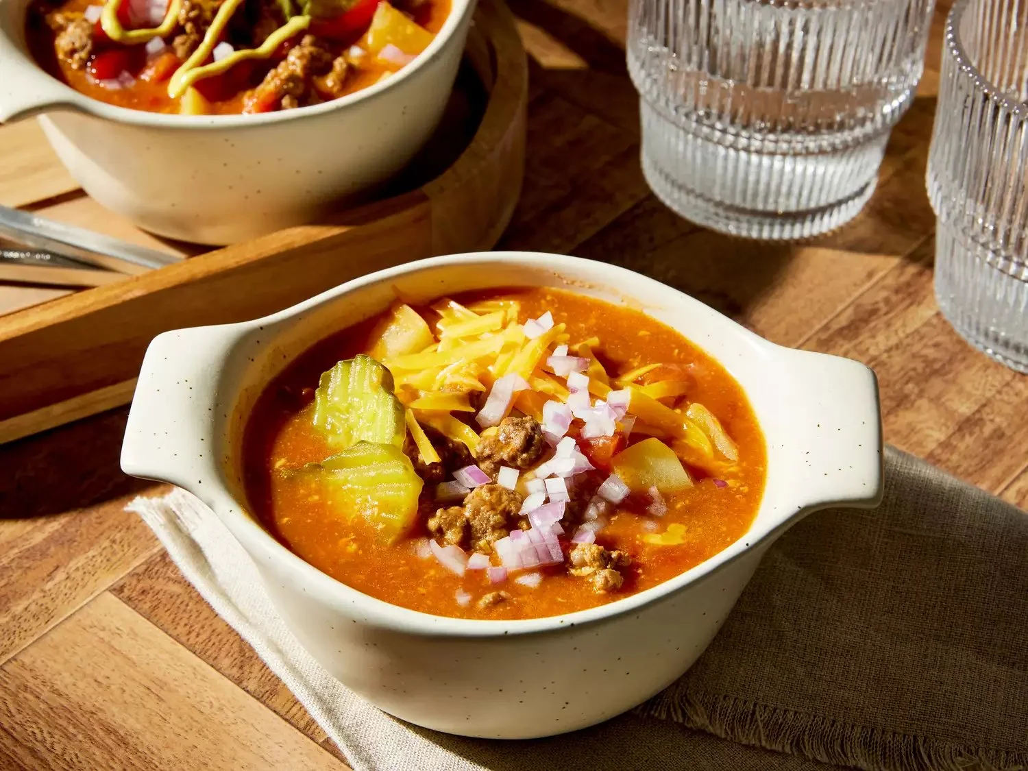 Creamy Slow Cooker Cheeseburger Soup with ground beef and cheese