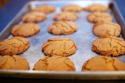 Delicious homemade spicy molasses cookies on a plate.