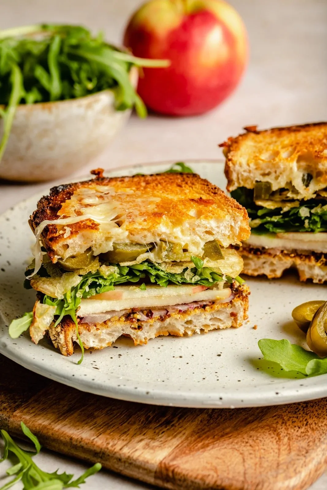 Ultimate spicy cheddar and apple veggie sandwich with autumn ingredients