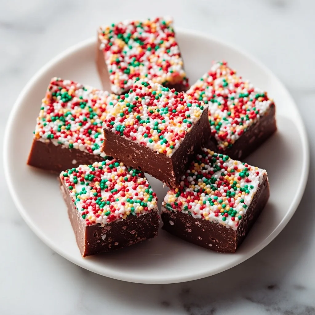 Delicious homemade Christmas Fudge in decorative holiday packaging.
