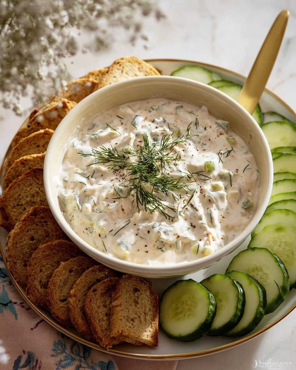 Delicious Dill Pickle Dip served with fresh vegetables and crackers