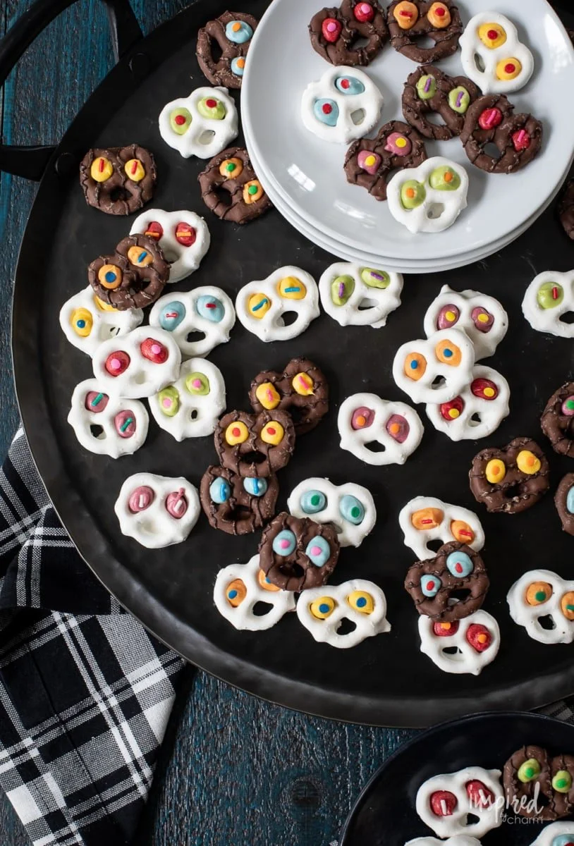 Colorful Halloween pretzels decorated for spooky celebrations