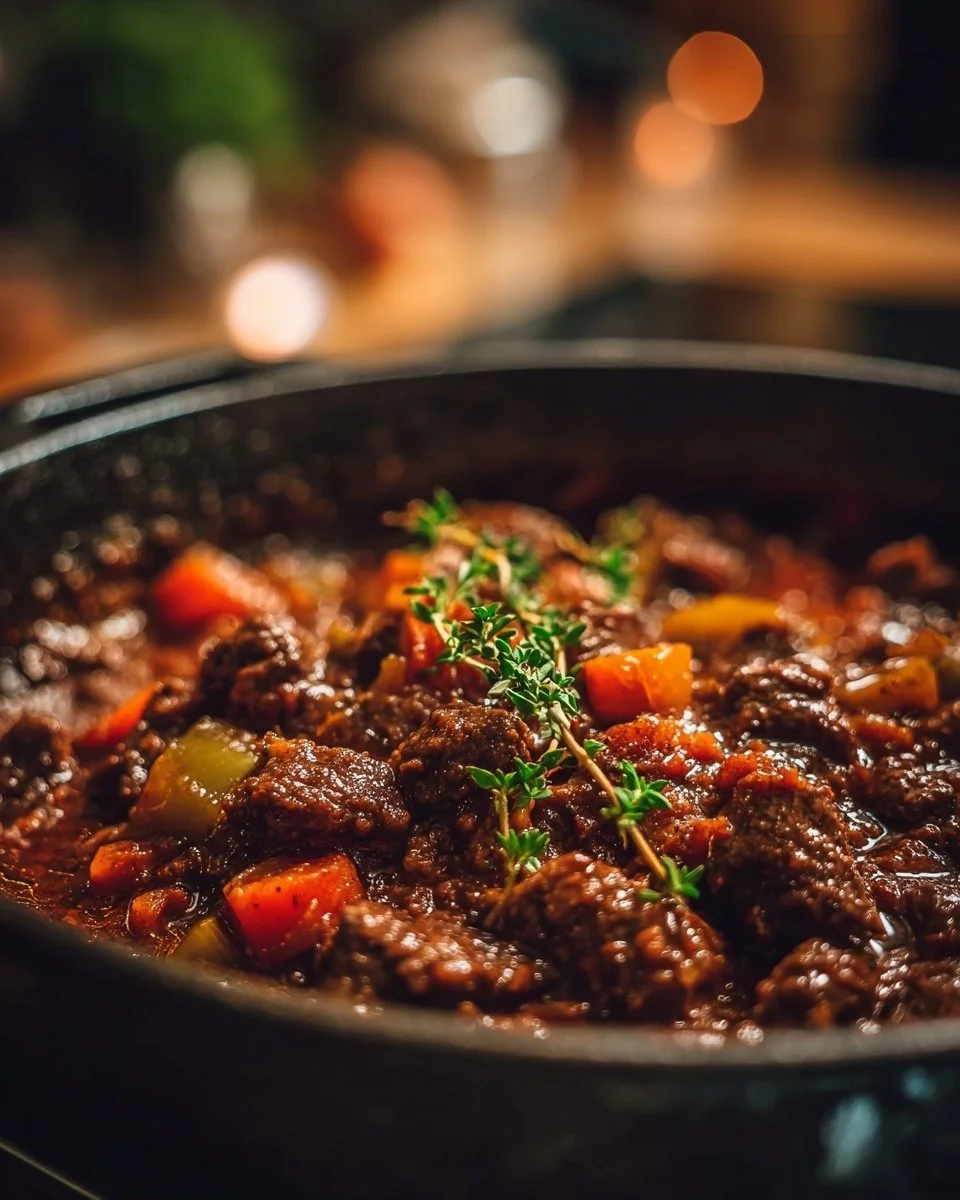 A delicious plate of Mexican Picadillo with spices and vegetables