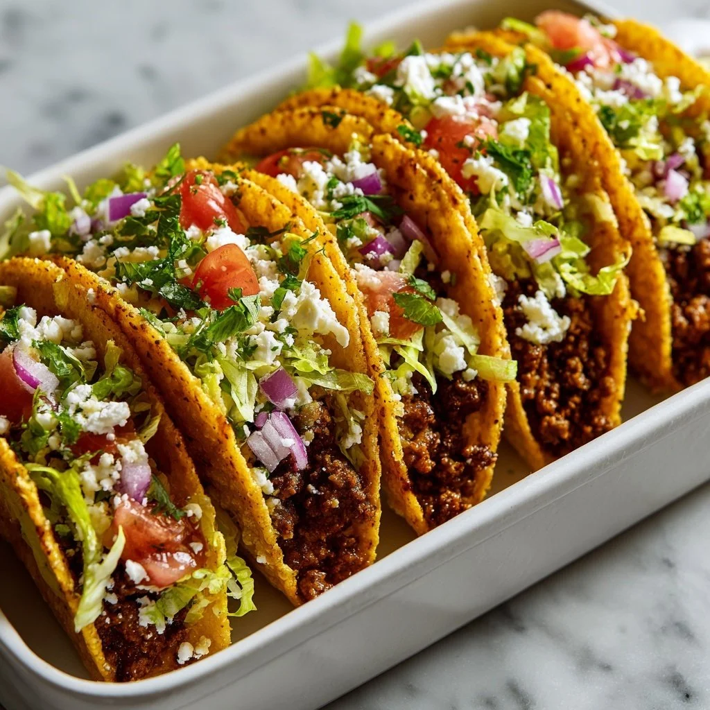 Delicious oven-baked tacos with fresh ingredients and melted cheese