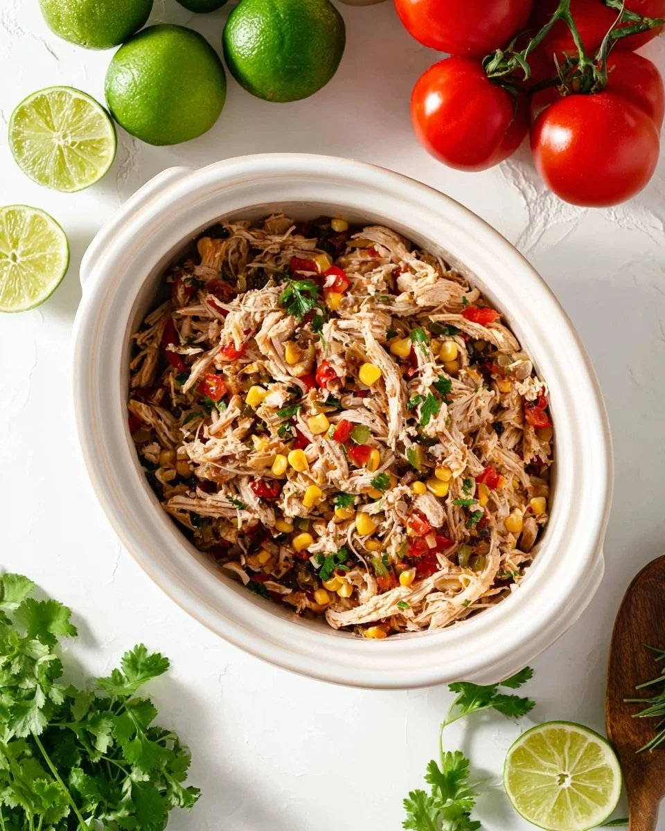 Plate of Slow Cooker Mexican Chicken garnished with fresh cilantro