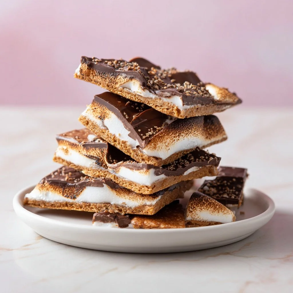 Delicious S'mores Bark made with chocolate, graham crackers, and marshmallows.