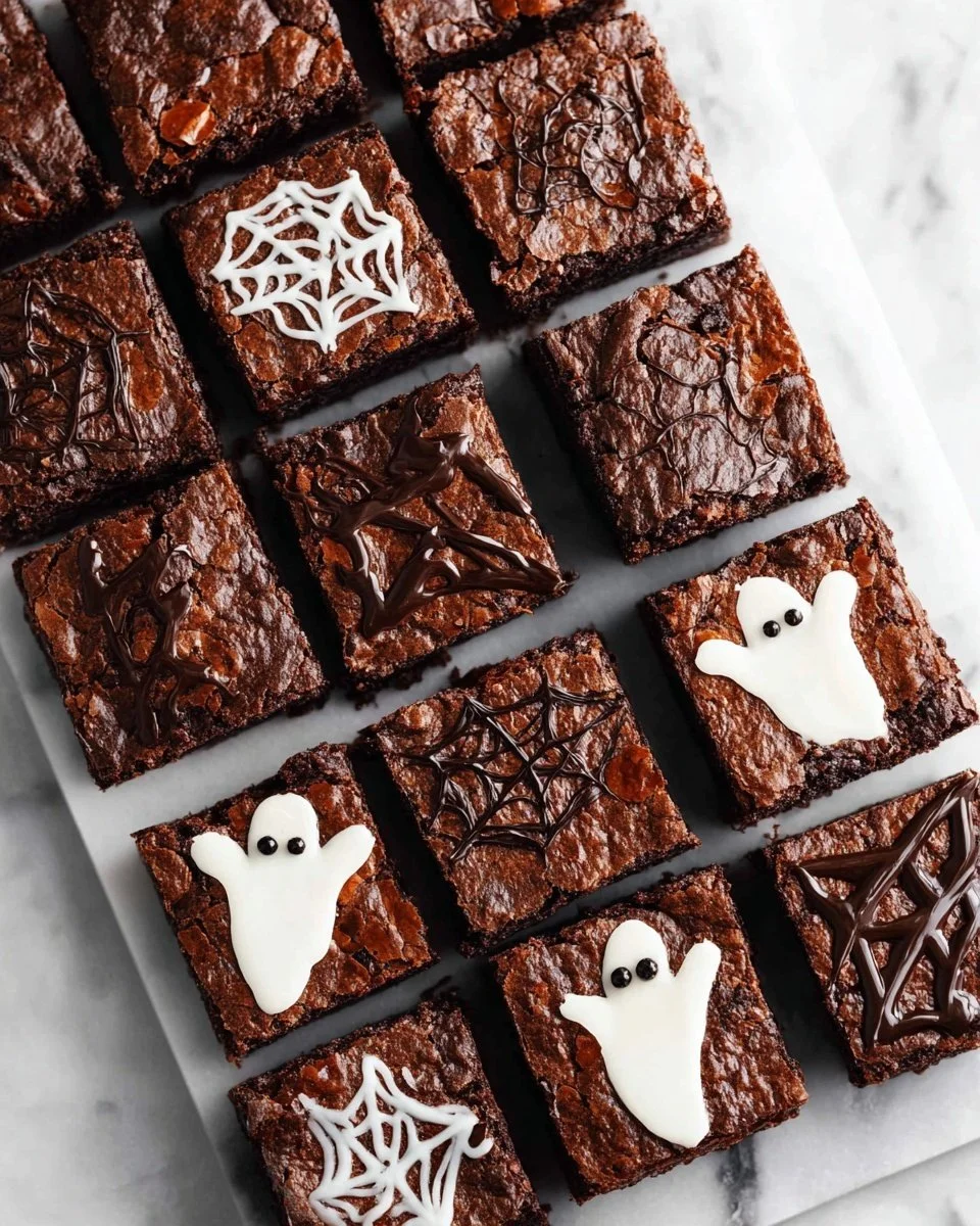 Delicious spooky Halloween brownies decorated for festive celebrations