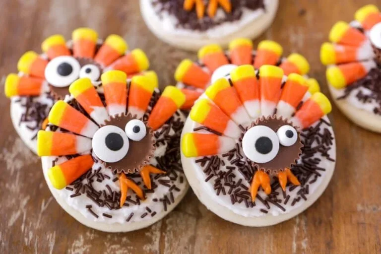Thanksgiving sugar cookies decorated with fall themes