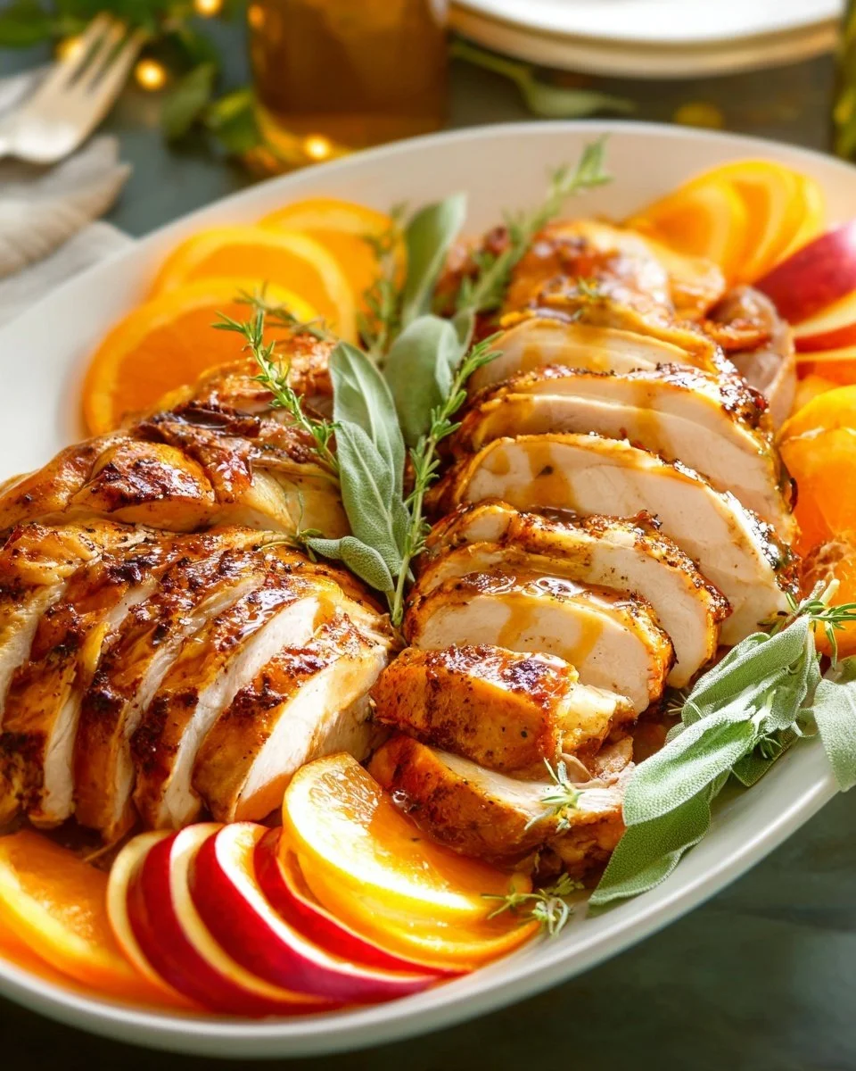 Delicious Thanksgiving turkey breast served with sides during a festive meal